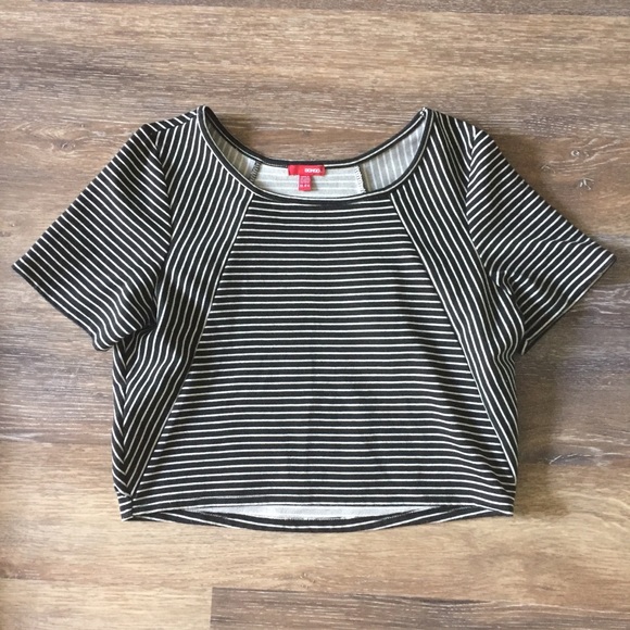 Bongo Black and White Striped Crop Top XL - Picture 1 of 4